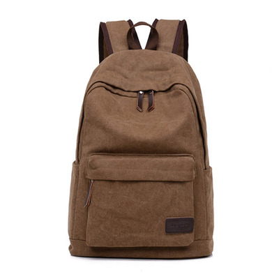 Scione Mannen Effen Canvas Casual Reizen Rugzakken Eenvoudige Vintage Laptop Schoudertassen Vrije Tijd School Bagpack: brown