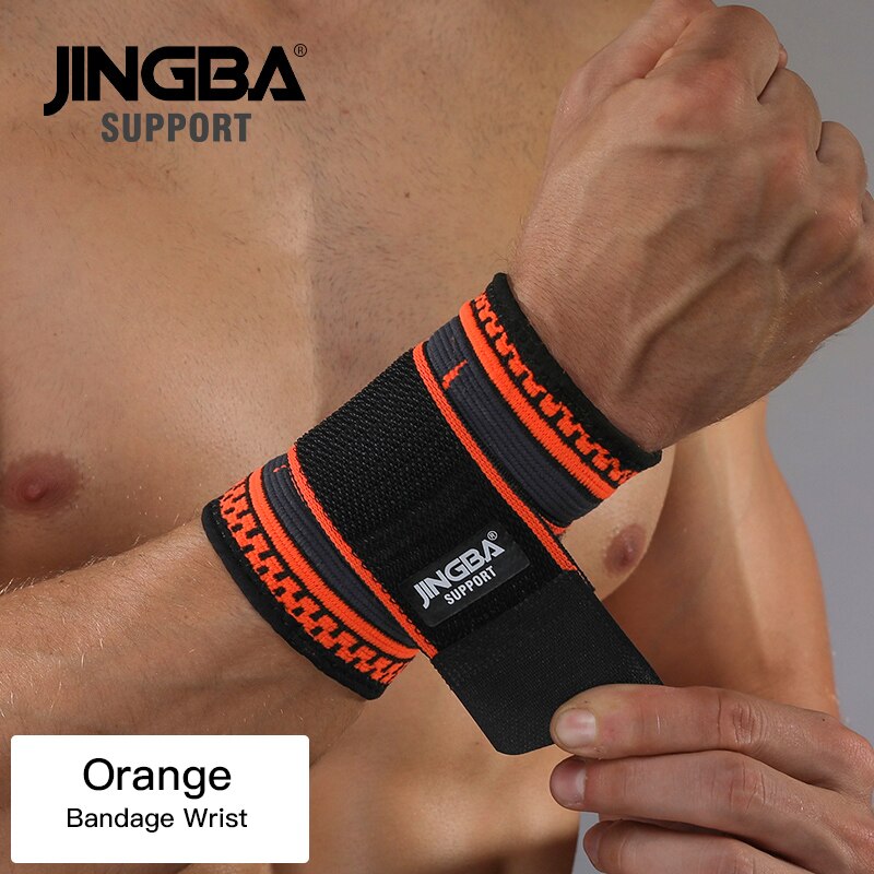Jingba-tuki 1 kpl nylon side polvisuoja+rannetuki+nilkkatuki+koripallo polvisuojat tennissulkapallotuki: Oranssi side ranteessa