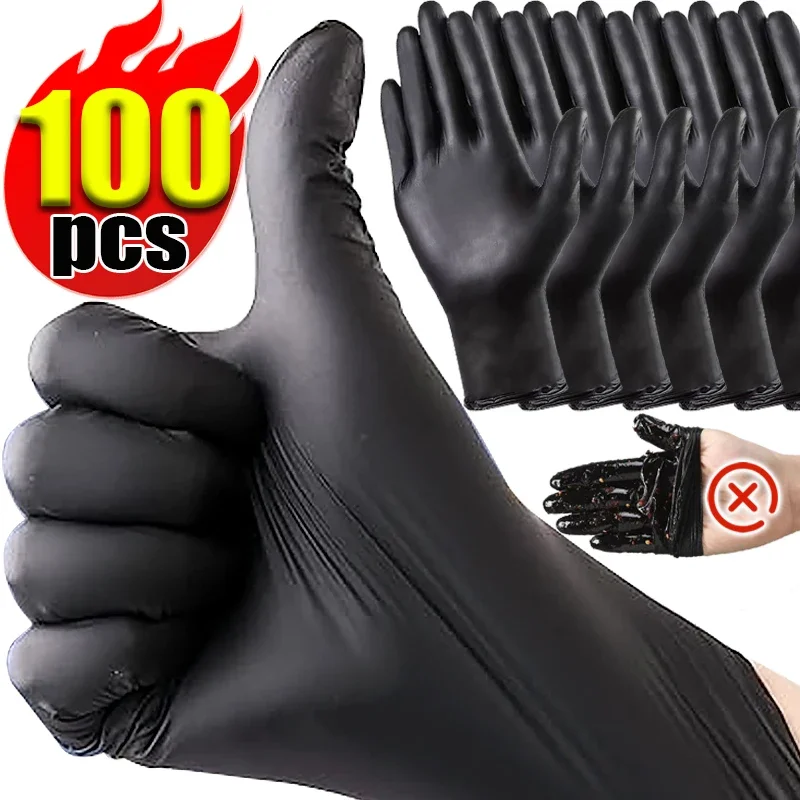Schwarze Nitril-PVC-Handschuhe, starke Handschuhe, Einwegartikel für Hausarbeit, Geschirrspülen, Auto, Industrie, Gartenarbeit, Haustierpflege, Backen, Kochwerkzeug