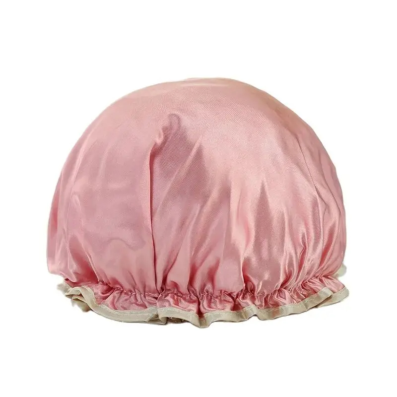 Waterproof Bath Hat Bathroom Shower Hair Cover Women Supplies Shower Cap Adult Shower Bath Bathing Caps Bathroom Accessories: Pink