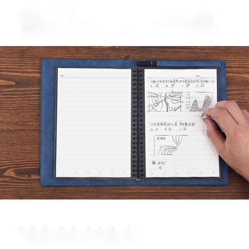 Elfinbook Smart Reusable PU leather Notebook Student Portable Diary Journal Soft Leather Notebook A5 Notepad