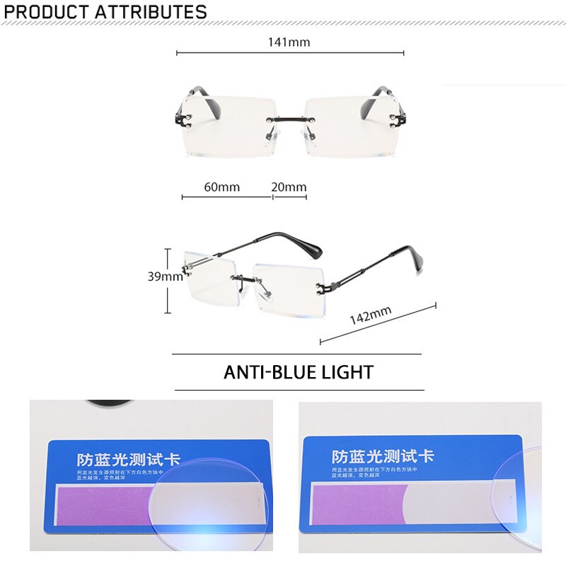 seemfy Square Anti-blue Light Glasses Metal Frame Retro And Personality Eyeglasses Frames Clear Lenses 0 Degree Plain Spectacles