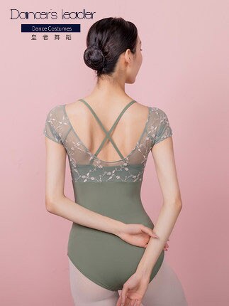 Leotardo de Ballet para mujer, vestido de gimnasia rítmica con costura bordada, traje de actriz