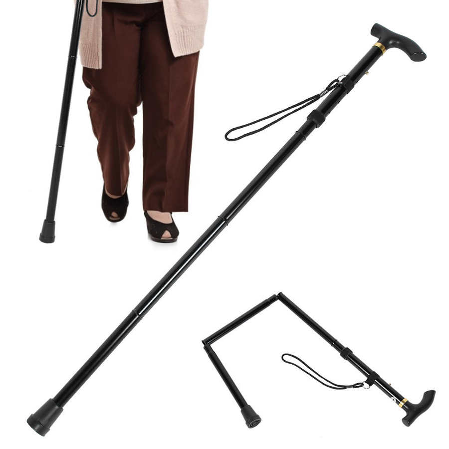 Adjustable Hight Folding Walking Canes Sticks Aid Support Seniors Disabled and Elderly Stick Cane Portable 4 knots Crutch