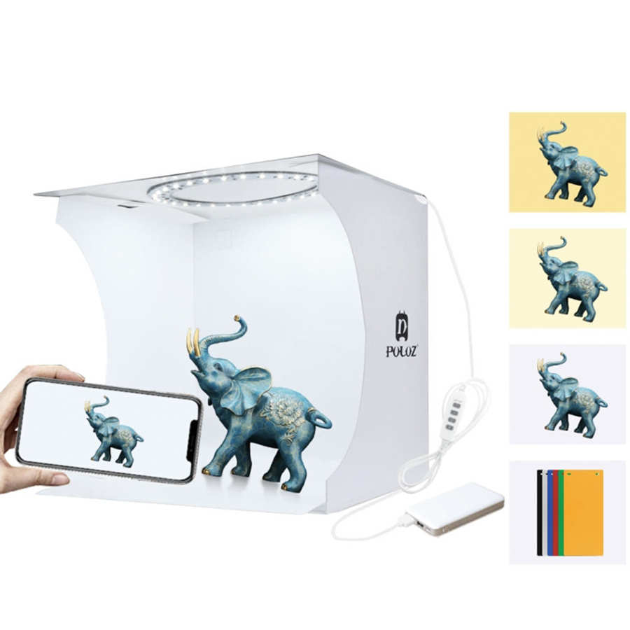 PULUZ PU5023 caixa de luz Portátil Dobrável LEVOU Anel de Luz Photostudio para Pequenas-Escala mini estúdio de Fotografia Photo Studio 6 cor