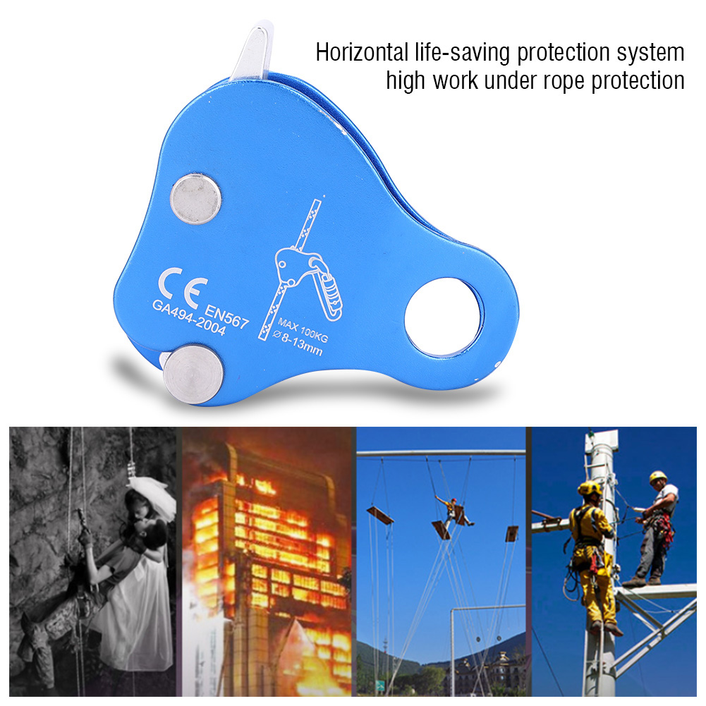 Climbing Rope Clamp Aluminum Alloy Rope Self-locking Grab Portable Climbing Protection Lock For 10-12mm Rope