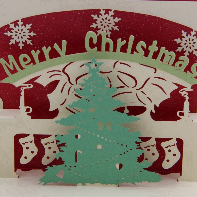 2 Pcs 3D -Up Greeting Card Postcard Handmade Happy Year Post Card, Christmas Tree & Butterfly Dances