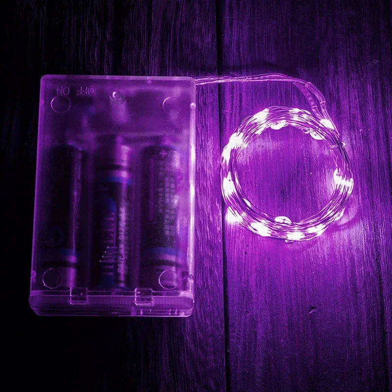 Silver Wire Festoon LED Light String Garden Outdoor Battery Box Garland Lamp for Wedding Camping Party Home Room Decoration: WHITE / 6-10W