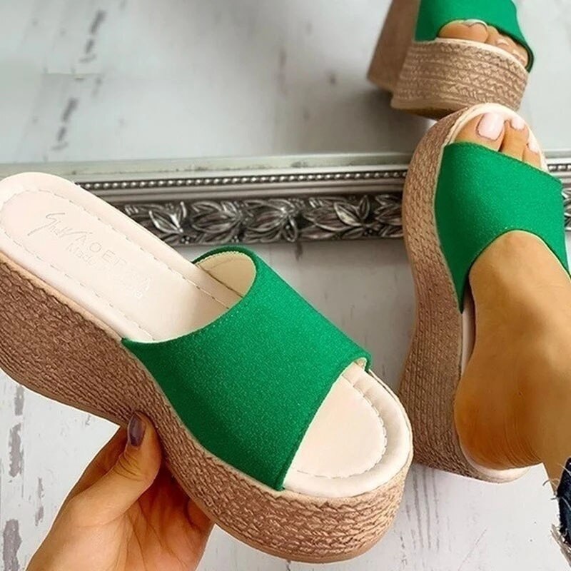 Sandales d'été avec plateforme et talons hauts compensés pour femme, chaussures estivales féminines à bout ouvert, style décontracté,