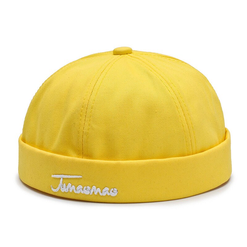 Skullcap bremless lue unisex skullcap sailor cap cuff vintage beanie lue solid bokstav broderi bomull kort beanie stropp cap