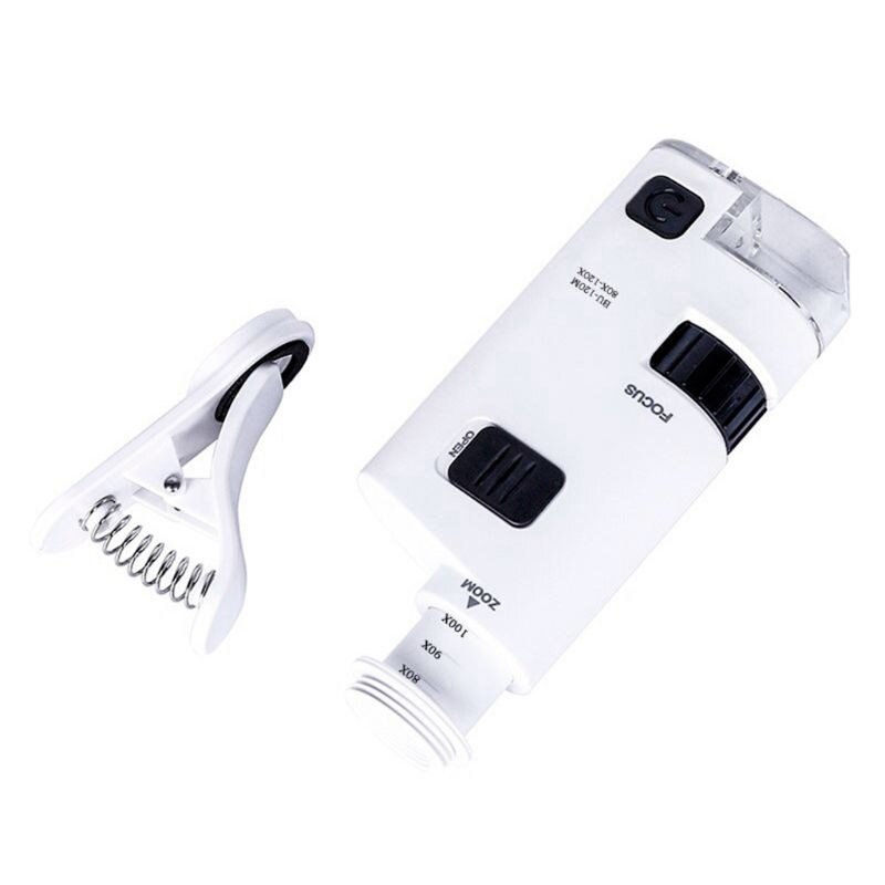 80-120X Microscope With Phone Clip LED Lamp Magnifier Loup Textile Microscopes Wholesalse