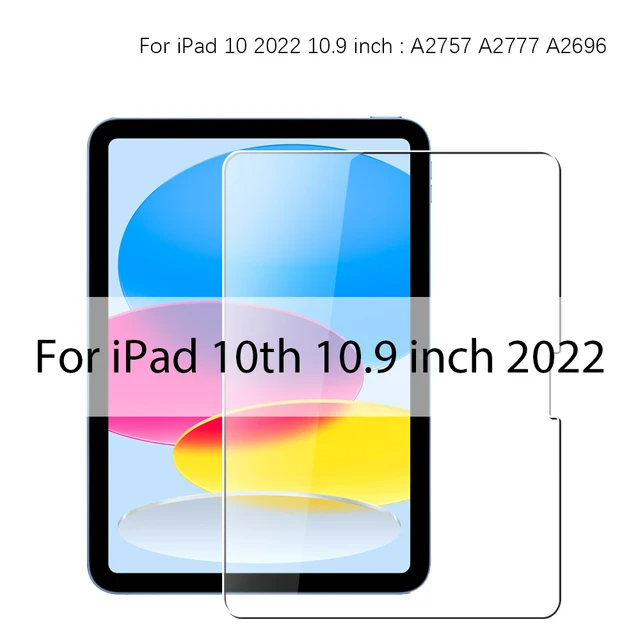 For IPad 10th Gen 10.9 Inch Tempered Glass Screen Protector A2696 A2757 A2777 Tablet Anti Scratch HD Protective Film: black
