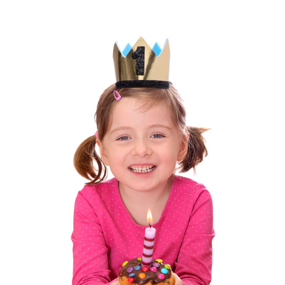 Adorable Baby Birthday Hats Kids Party Hats Crown Hairband Party Decorations (Dark Blue)