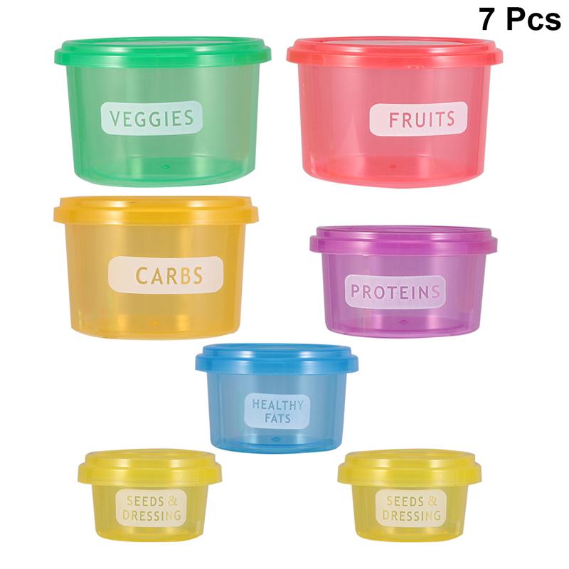 1 Set 7 Pcs Diet Portion Control Containers Fresh-keeping Food Box Multifunctional Food Storage Case Below 300ml