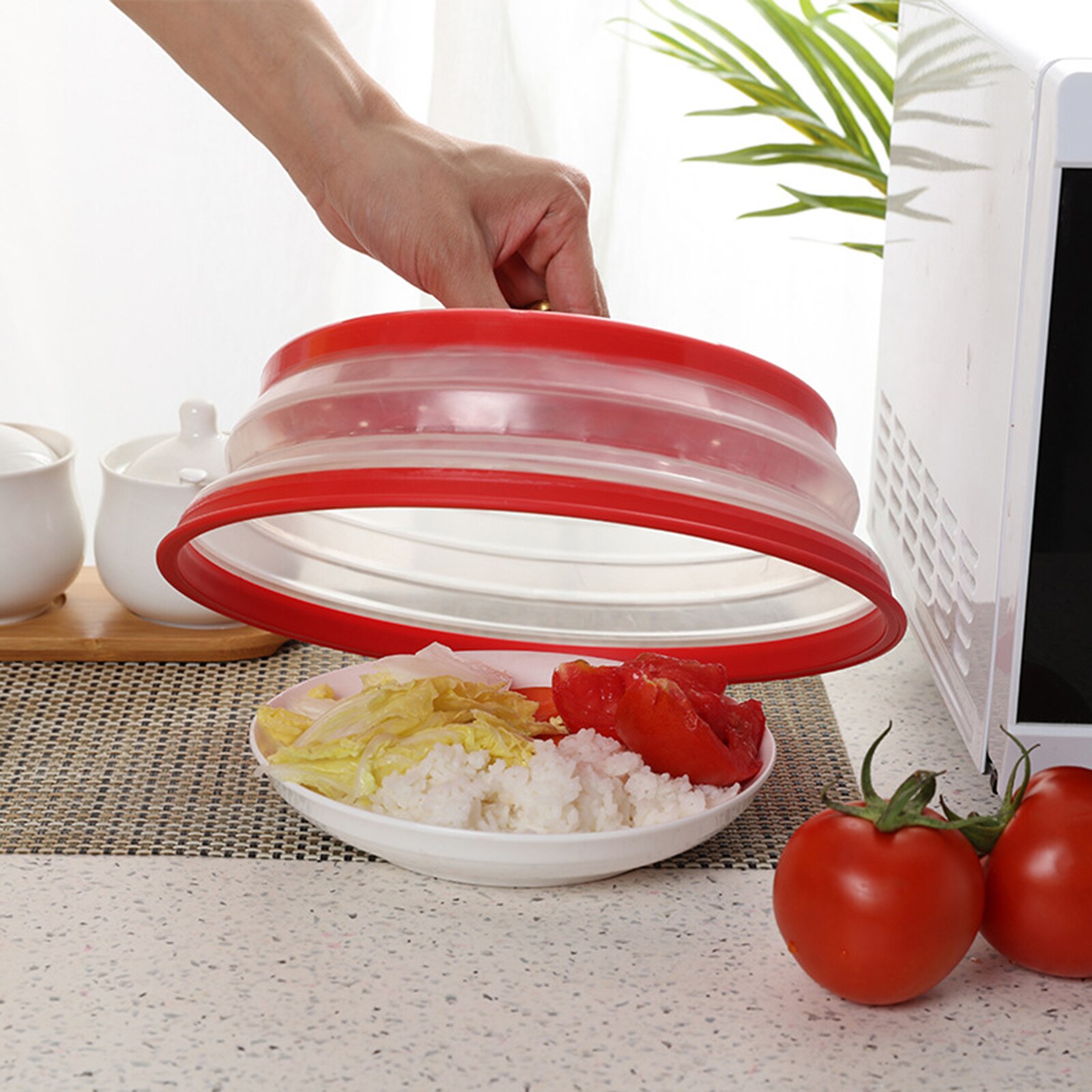 Collapsible Microwave Cover Microwave Splatter Lid Food Cover Splatter Guard Microwave Hover Cover Kitchen Tool for
