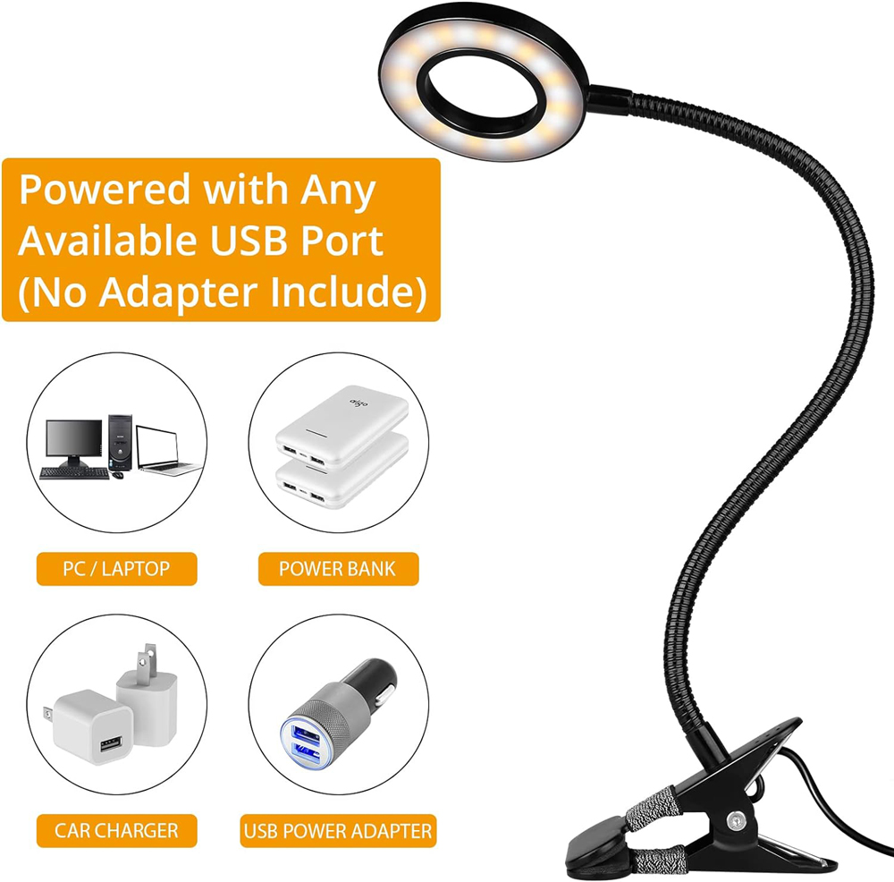 360 ° Flexibele 48 LED's Clip-on Bureaulamp Zwanenhals Leestafel Licht Oogverzorgende USB Klem Boeken Nachtlampje Studie Leeslamp