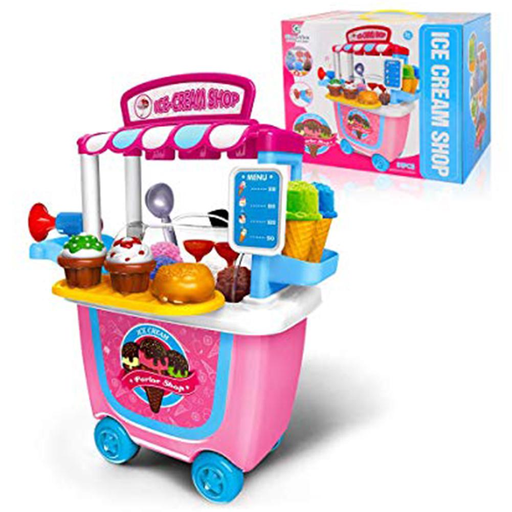 31pcs DIY Kinderen Speelgoed Kinderen Rollenspel Speelgoed Educatief Speelgoed Mini Candy Winkelwagen Afneembare Ijs Winkel Winkelwagen Met licht en Muziek