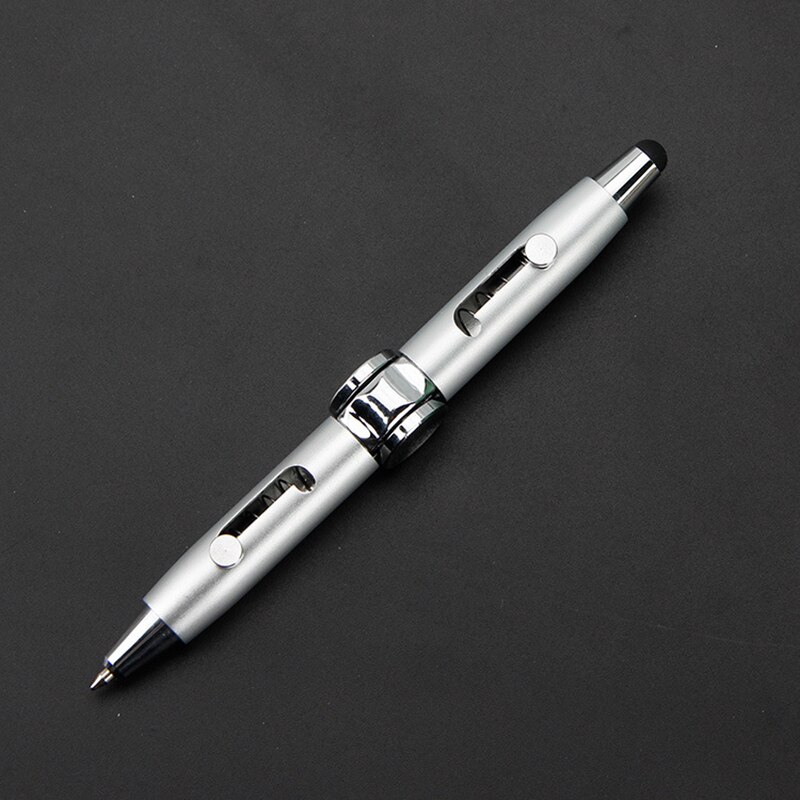 3 in 1 Multi-Functional Hand Gyroscope Stylus Pen Capacitive Pen Stress Relief Metal Ballpoint Pens FP8: Silver