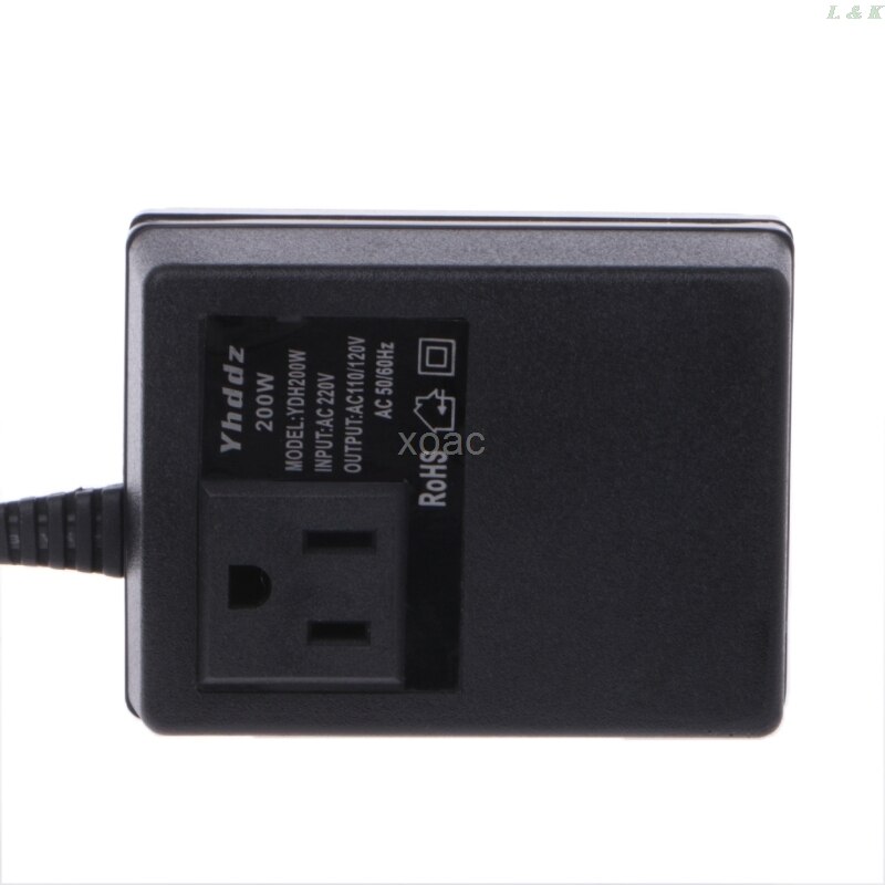 200W AC 220V to 110V Step Down Transformer Convert Travel Power EU Plug Adapter M13