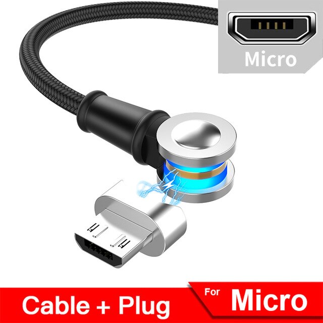 3 IN 1 USB Magnetic Cable 180 Degree Free Rotation Fast Charging for iPhone Type C Micro USB Charge Ports Mobile Phones Charger: 1M Black / for Micro