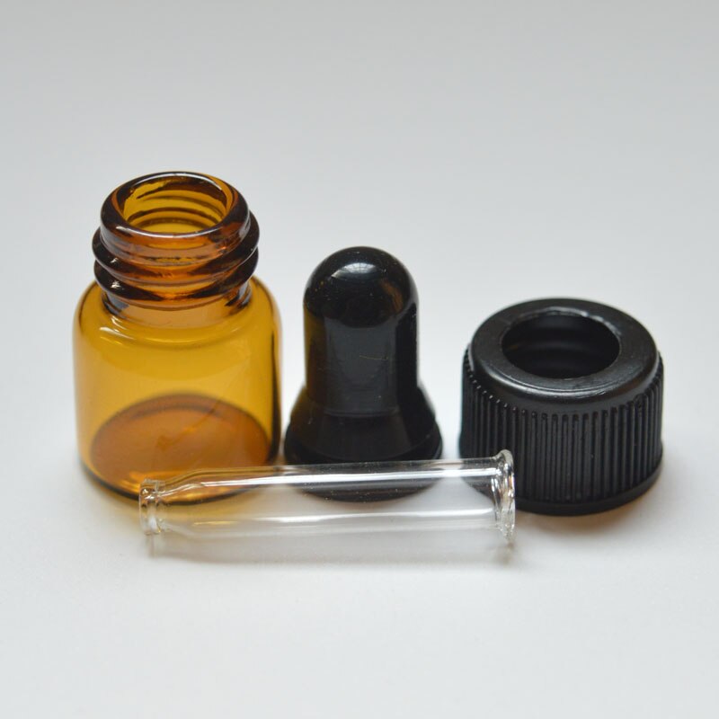 5pcs Small 1ml Amber Glass Bottle Sample Vial For Essential Oil Perfume 1ml Tiny Portable Bottle
