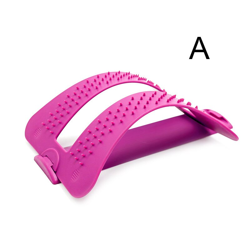 Back Stretch Equipment Massager Stretcher Fitness Lumbar Support Relaxation Spine Pain Relief X85: pink