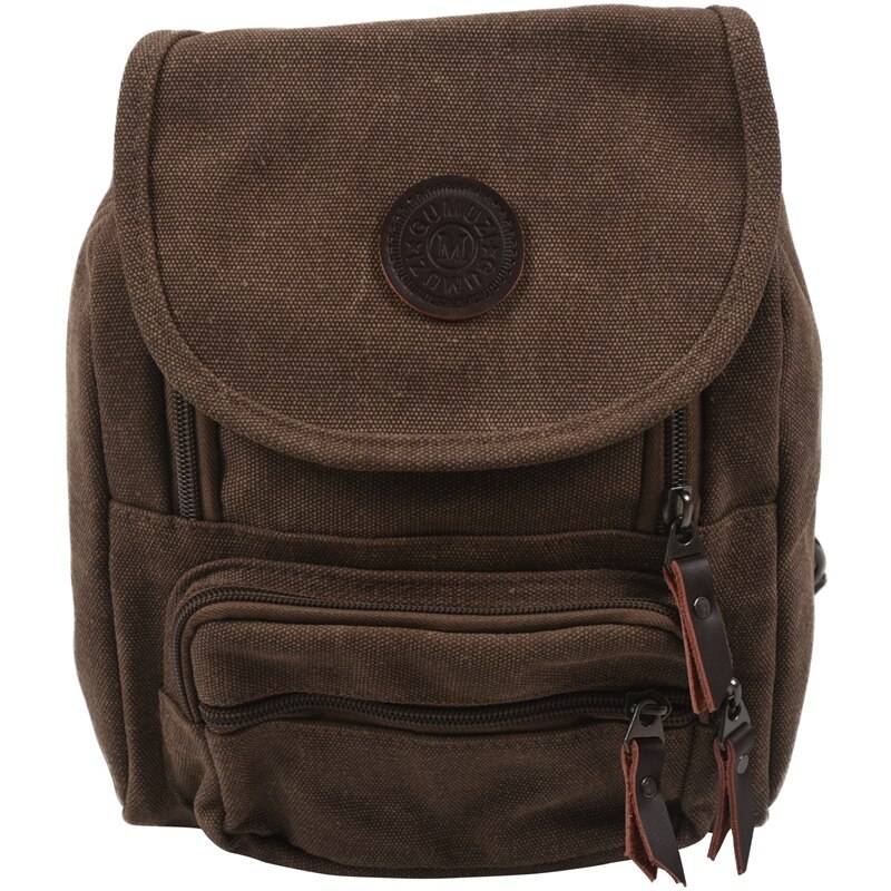 Canvas damesrugzak schooltas kleine studententas dames schoudertas, bruin