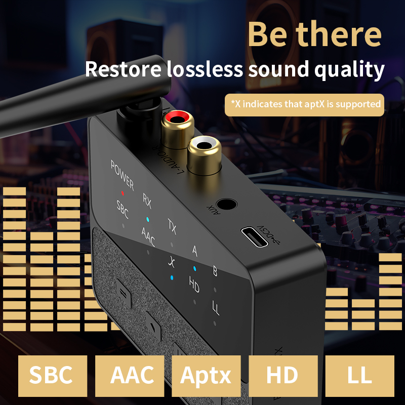 Qualcomm Bluetooth 5.3 aptX/HD/LL Audio--Adapter 3,5 mm Aux R/L kabellos Stereo Empfänger Absender Verbinden Sie zwei Bluetooth-Geräte