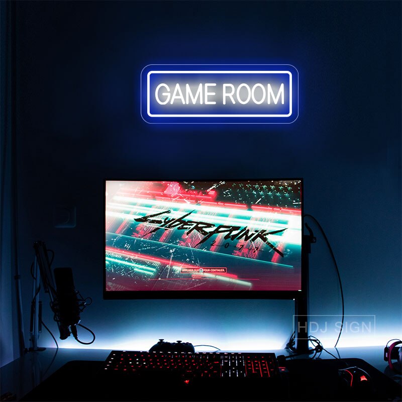 ZPL – panneaux de jeu au néon pour décoration murale, panneau lumineux LED pour chambre à coucher, Bar, Club, fenêtre, salle de jeux, fête d&#39;anniversaire, pour garçons: ice blue