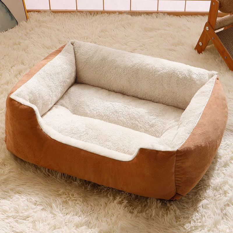 Dessin animé animal de compagnie doux chien lit maison hiver réchauffement grande maison pour chien chat nid lit pour animaux de compagnie chien matelas fournitures pour animaux de compagnie: Bleu marine