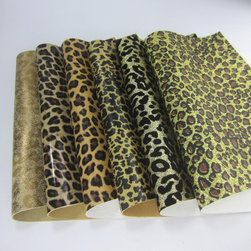 Brown Leopard Faux leather fabric Glitter fabricSy... – Grandado