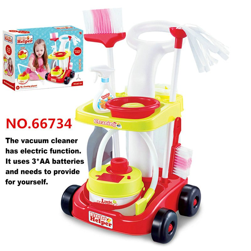 Juguetes de limpieza de suelo para niños, Cubo de trapeador, escoba, aspiradora, juguetes para juego de imitación, para niñas de 3 a 6 años, 53cm