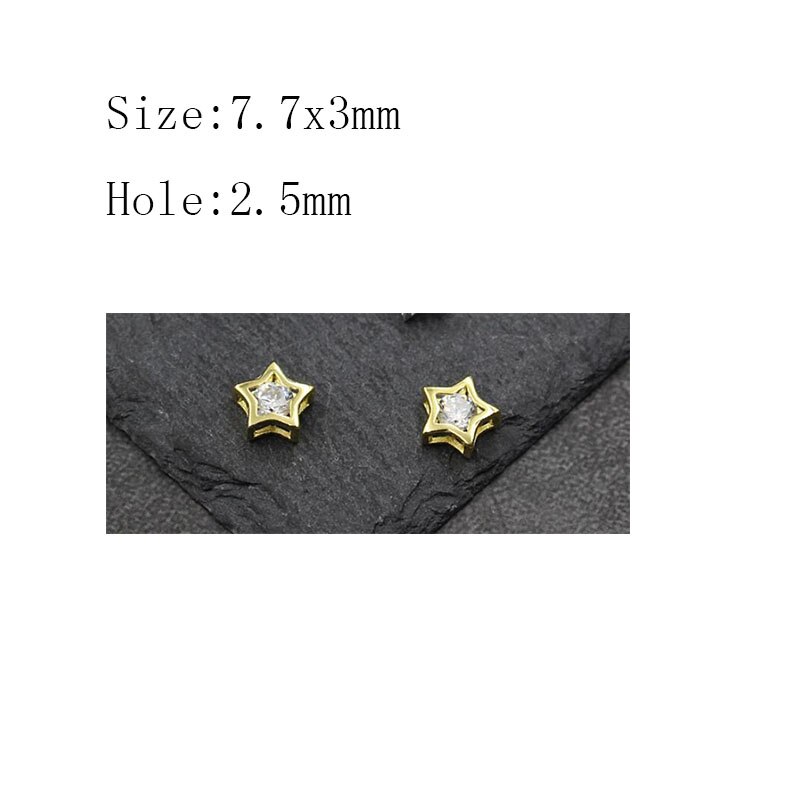 100% 925 Sterling Silver Spacer Beads With AAA Zircon Pretty Gold Color Charm Silver Beads DIY Jewelry Making Bracelets Findings: 8 gold