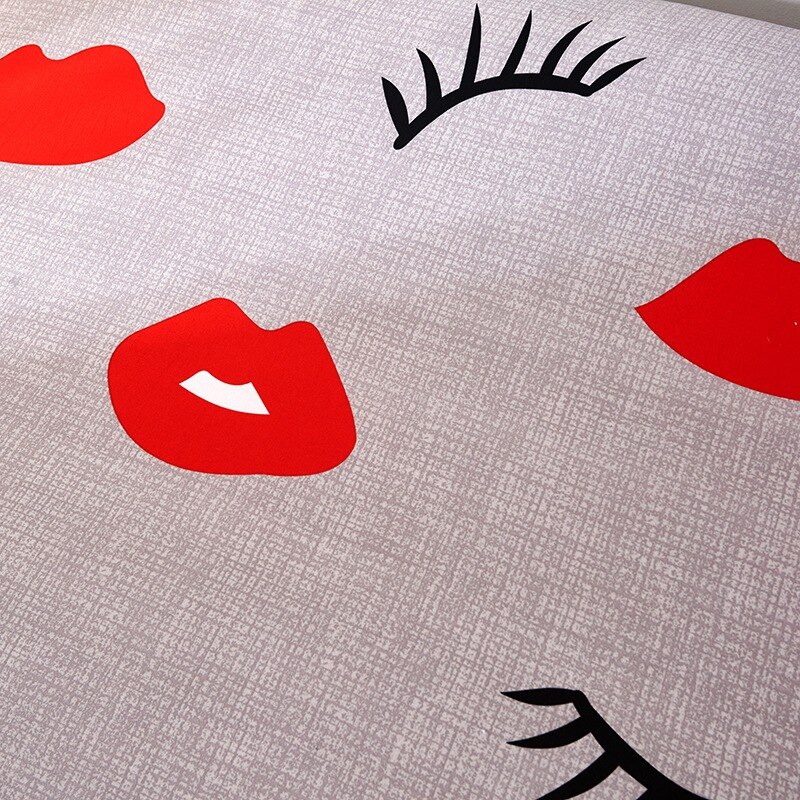 Stretch bankhoes rode lippen woordenpatroon elastische volledige bankhoes voor 1 to 4- zits/l-stijl/u-stijl mooie hoezen