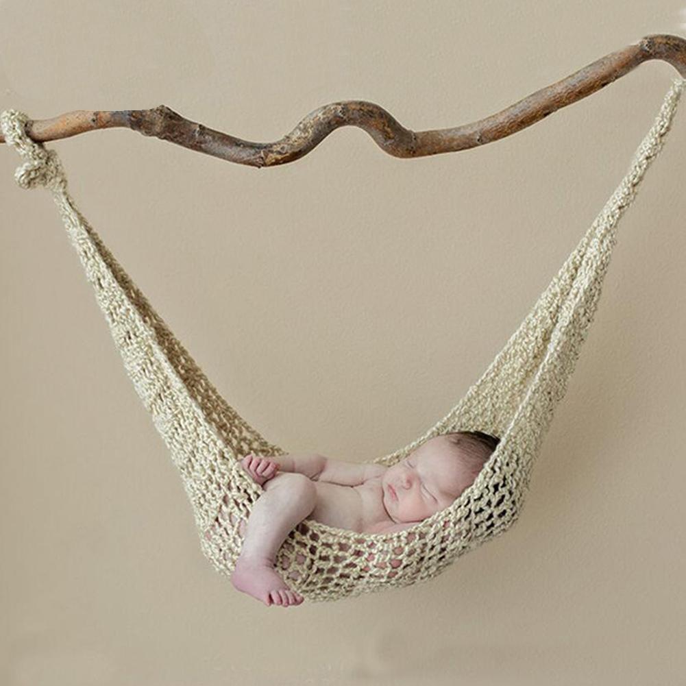 160Cm Effen Kleur Pasgeboren Baby Hangmat Haak Knit Hangmat Opknoping Cocons Bed Fotografie Foto Props Accessoires
