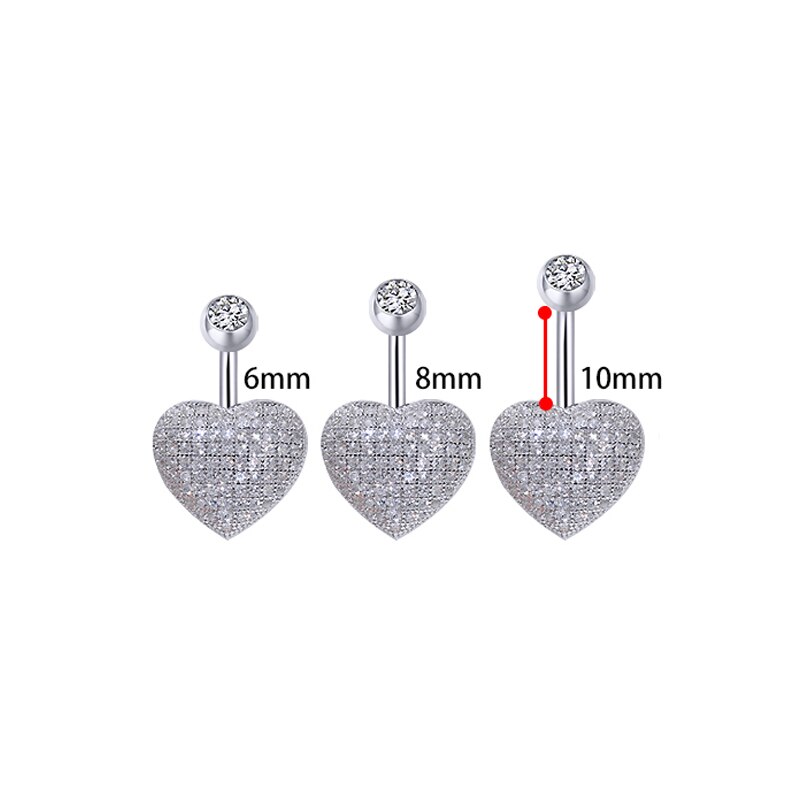 Navel Piercing Navel Ringen Met Zirconia Body Sieraden Decoratie Zilver 925 Mode Voor Vrouwen Gouden Liefde Hartvormige