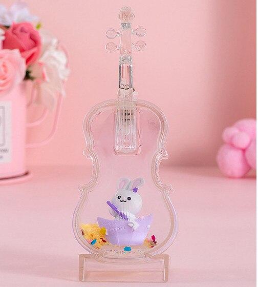 Cartoon Viool Knipperende Olie Druipend Olie Spill Valentijnsdag Vloeibare Timer Vloeistof Zandloper Bureau Decoratie Desktop Ornamenten: Goud