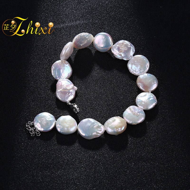 [ZHIXI] Real Água Doce da Pérola Barroca Jóias Tornozeleiras 12-13mm Trendy belas jewlery Para As Mulheres Do Partido Da Menina [F201]