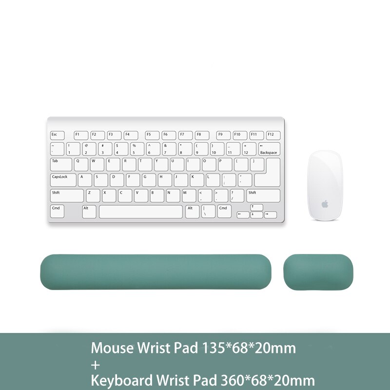 Memory Foam Toetsenbord Muis Polssteun Hand Ondersteuning Set Ergonomische Mousepad Kussen Mat Voor Office Laptop Computer Typen Gaming: Medium set green
