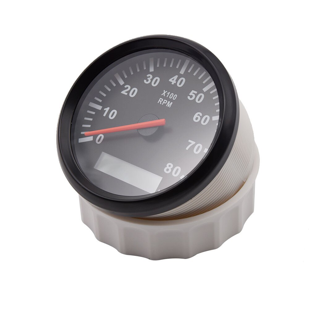 tachymètre marin 85MM tr/min compteur compteur LCD 6000 tr/min 8000 tr/min voiture bateau Tacho compteur jauge avec rétro-éclairage rouge 9-32V: BN 8000RPM