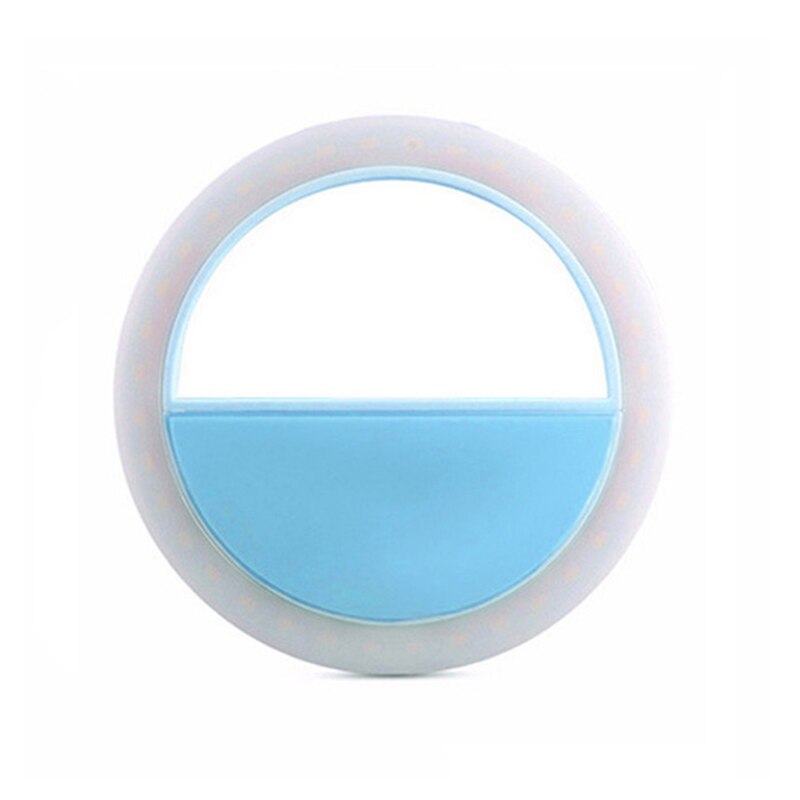 Led Draagbare Licht Nacht Telefoon Flash Light Led Camera Clip-On Mobiele Telefoon Selfie Ring Light Video Usb Opladen voor Alle Telefoon: Blauw