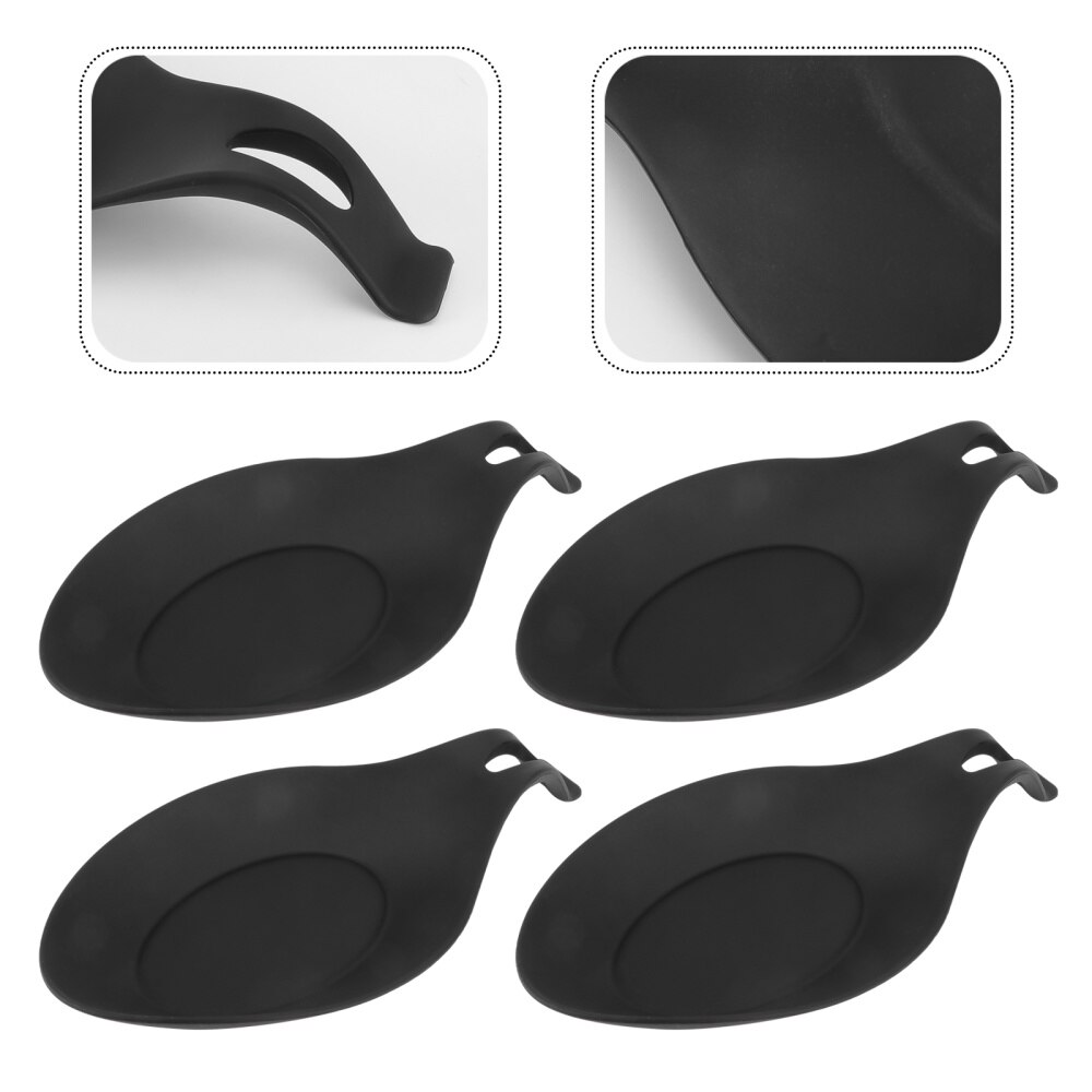4 stk silikone skeholder skridsikker hvile stativ varmebestandighed ske rack køkkenforsyninger til hjemmets restaurant (sort): Sort