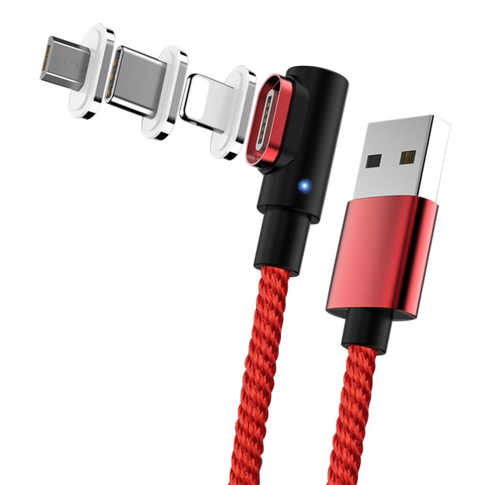 Magnetische Usb-kabel Voor Iphone/Micro Usb & Type C 3A Snelle Opladen Lader Data Kabel QC3.0 Voor Huawei xiaomi Magneet Usb C: Rood