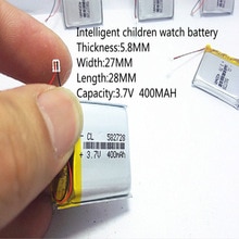 582728 3.7V 400mAh Oplaadbare li-Polymer Li-Ion Batterij Voor Q50 G700S K92 G36 Y3 kinderen smart horloges mp3 582828 602828
