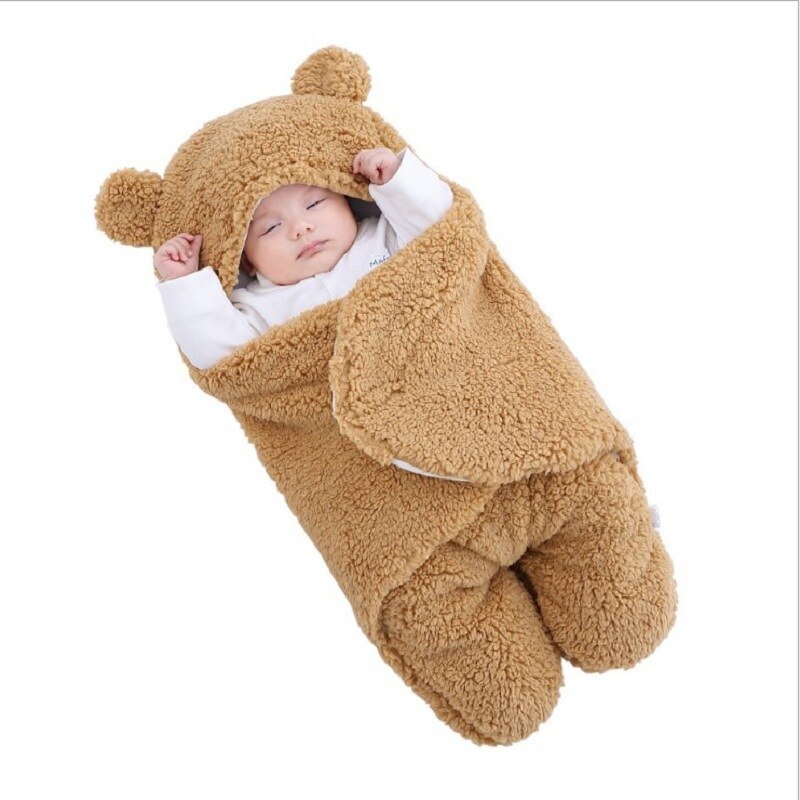 Baby Slaapzak Ultra-Zachte Pluche Fleece Pasgeboren Ontvangen Deken Baby Jongens Meisjes Clothessleeping Nursery Wrap Inbakeren: browm / 2M