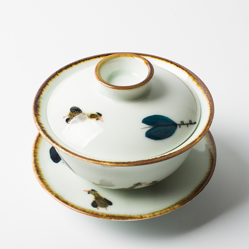 Hand Geschilderd Japanse Kippen Gaiwan Voor Thee Keramische Grappige Terrine Met Deksel Theewaar Cup Bowls Bladeren Chawan Kong Fu Thee set: Tureen