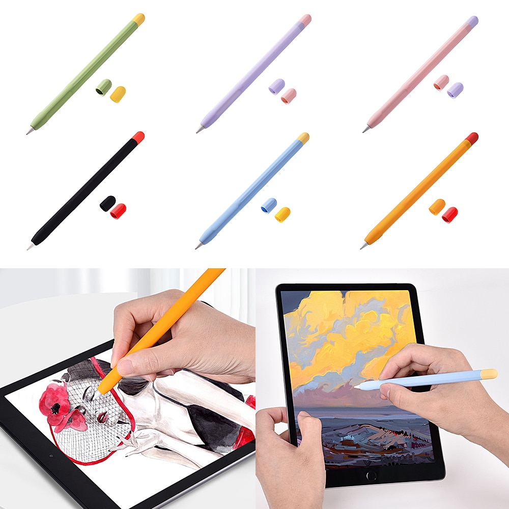 Funda protectora para Apple Pencil 2 1, para Tablet Touch Stylus Pen, funda de silicona suave portátil antipérdida para lápiz 12 Protector