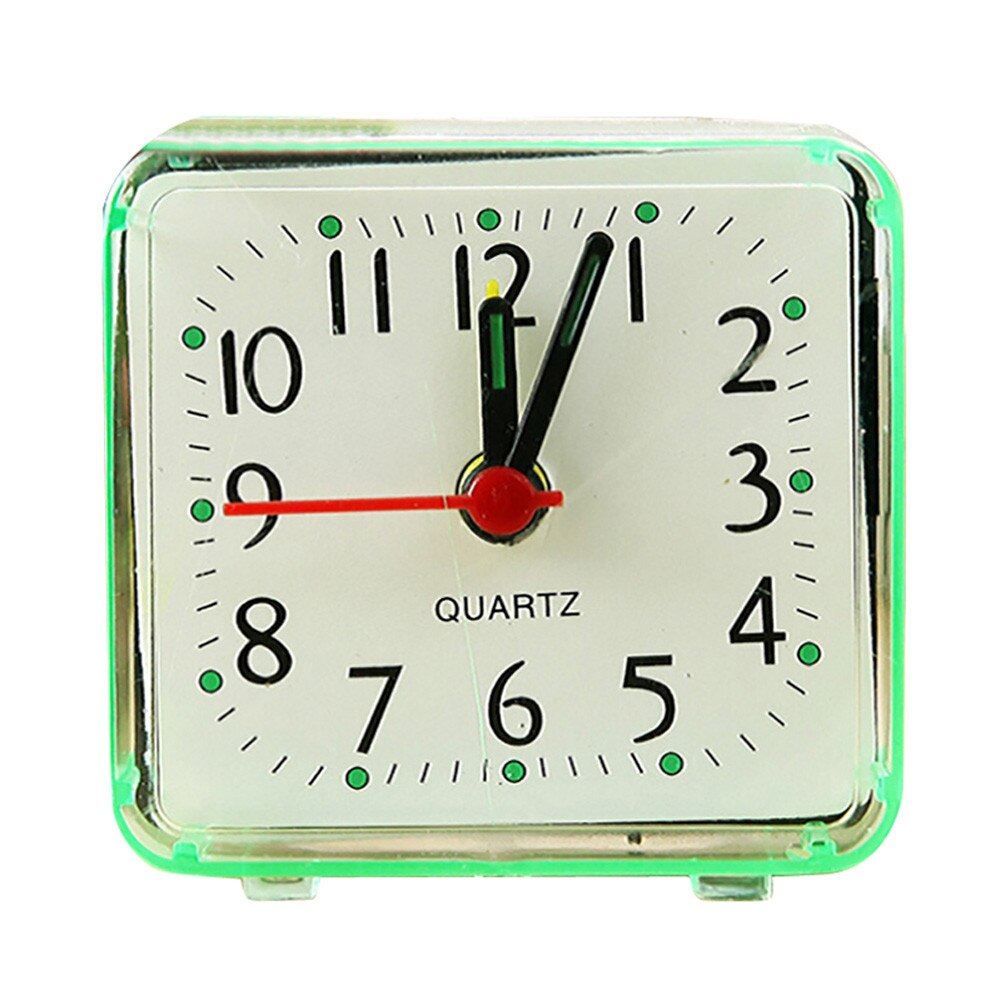 Vierkante Kleine Bed Compact Travel Quartz Beep Wekker Leuke Draagbare Voor Thuis Woonkamer Decoratie Goede Nacht: green