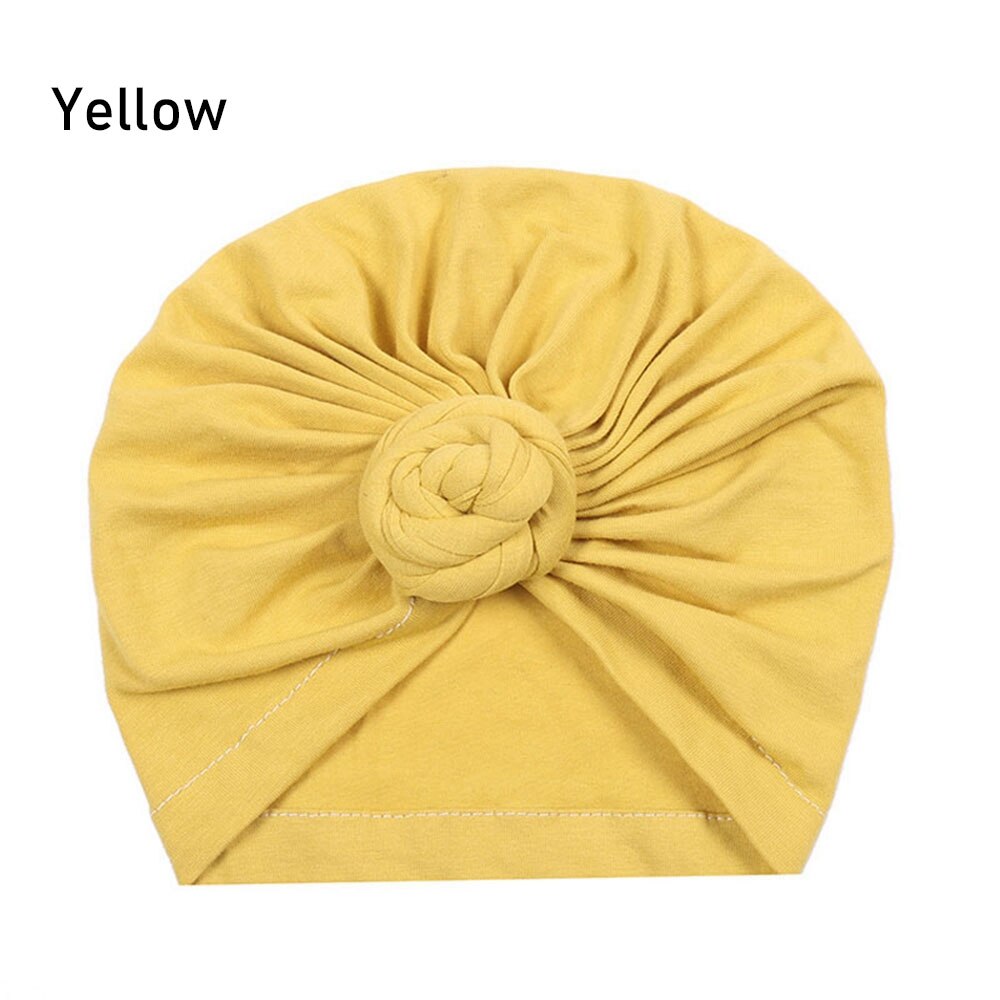 Headwrap Pre-Tied Bonnet Turban Caps for Baby Kids Chemo Hat Cotton Headscarf Baby Girl Headband Chemotherapy Cap: Yellow