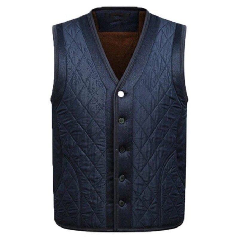 Wbddt liivi miesten hihaton fleece liivi argyle takki miesten lämmin liivi talvi paksu miesliivit vanhat miehet löysät siniset dropit: Aasialainen xl